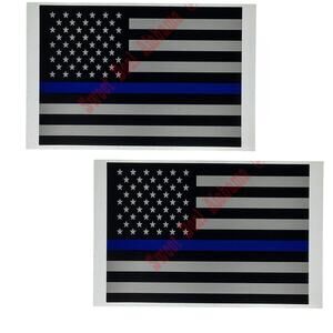 2 x Thin Blue Line Flag Decals Police & Law Enforcement Support, 3" x 4.25"
